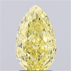 Picture of Lab Grown Diamond 1.71 Carats, Pear with  Cut, Fancy Vivid Yellow Color, VVS2 Clarity and Certified by IGI