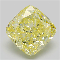 Picture of Lab Grown Diamond 7.55 Carats, CUSHION MODIFIED with  Cut, Fancy Intense Yellow Color, VVS2 Clarity and Certified by IGI