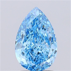 Picture of Lab Grown Diamond 1.43 Carats, Pear with  Cut, Fancy Vivid Blue Color, VVS2 Clarity and Certified by IGI