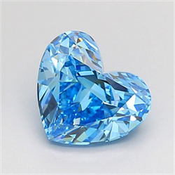 Picture of Lab Grown Diamond 1.38 Carats, Heart with  Cut, Fancy Vivid Blue Color, VVS2 Clarity and Certified by IGI