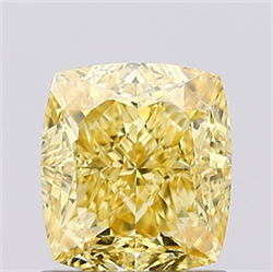 Picture of Lab Grown Diamond 1.22 Carats, CUSHION MODIFIED with  Cut, Fancy Intense Yellow Color, VVS2 Clarity and Certified by IGI