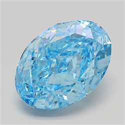 Picture of Lab Grown Diamond 5.08 Carats, Oval with  Cut, Fancy Vivid Blue Color, VS1 Clarity and Certified by IGI