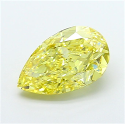 Picture of Lab Grown Diamond 4.07 Carats, Pear with  Cut, Fancy Intense Yellow Color, VS2 Clarity and Certified by IGI
