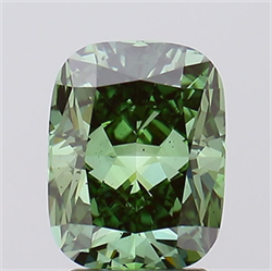 Picture of Lab Grown Diamond 2.69 Carats, CUSHION MODIFIED with  Cut, Fancy Vivid Green Color, VS2 Clarity and Certified by IGI