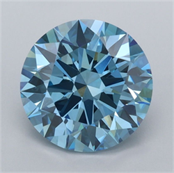 Picture of Lab Grown Diamond 2.46 Carats, Round with Ideal Cut, Fancy Vivid Blue Color, VVS2 Clarity and Certified by IGI