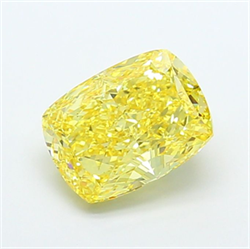 Picture of Lab Grown Diamond 4.74 Carats, CUSHION MODIFIED with  Cut, Fancy Vivid Yellow Color, VS1 Clarity and Certified by IGI