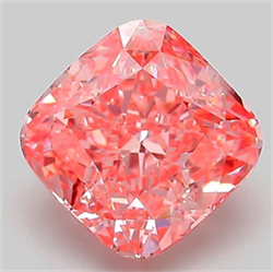 Picture of Lab Grown Diamond 3.04 Carats, CUSHION MODIFIED with  Cut, Fancy Vivid Pink Color, VVS2 Clarity and Certified by IGI