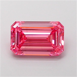 Picture of Lab Grown Diamond 1.61 Carats, Emerald with  Cut, Fancy Vivid Pink Color, VVS2 Clarity and Certified by IGI
