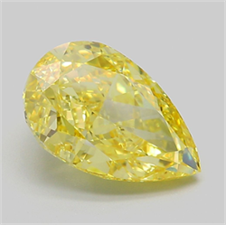 Picture of Lab Grown Diamond 4.10 Carats, Pear with  Cut, Fancy Vivid Yellow Color, VVS2 Clarity and Certified by IGI