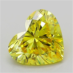 Picture of Lab Grown Diamond 1.51 Carats, Heart with  Cut, Fancy Vivid Yellow Color, VVS2 Clarity and Certified by IGI
