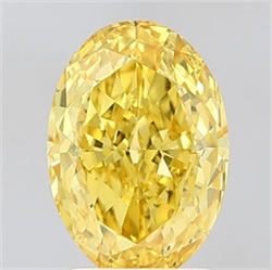 Picture of Lab Grown Diamond 2.02 Carats, Oval with  Cut, Fancy Vivid Yellow Color, VS1 Clarity and Certified by IGI
