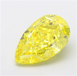 Picture of Lab Grown Diamond 4.00 Carats, Pear with  Cut, Fancy Intense Yellow Color, VS1 Clarity and Certified by IGI