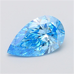Picture of Lab Grown Diamond 2.90 Carats, Pear with  Cut, Fancy Vivid Blue Color, VS1 Clarity and Certified by IGI