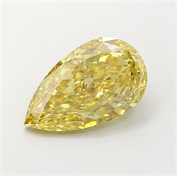 Picture of Lab Grown Diamond 3.01 Carats, Pear with  Cut, Fancy Intense Yellow Color, VS2 Clarity and Certified by IGI