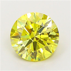 Picture of Lab Grown Diamond 2.07 Carats, Round with Ideal Cut, Fancy Intense Yellow Color, VVS2 Clarity and Certified by IGI