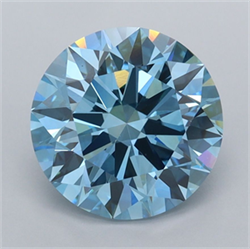 Picture of Lab Grown Diamond 2.94 Carats, Round with Ideal Cut, Fancy Vivid Blue Color, VVS2 Clarity and Certified by IGI