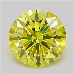 Picture of Lab Grown Diamond 1.55 Carats, Round with Ideal Cut, Fancy Vivid Yellow Color, VS1 Clarity and Certified by IGI
