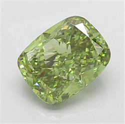 Picture of Lab Grown Diamond 4.16 Carats, CUSHION MODIFIED with  Cut, Fancy Vivid Green Color, VS2 Clarity and Certified by IGI