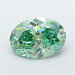 Picture of Lab Grown Diamond 5.02 Carats, Oval with  Cut, Fancy Vivid Green Color, VS1 Clarity and Certified by IGI