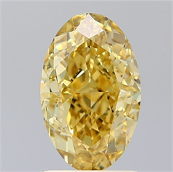 Picture of Lab Grown Diamond 1.71 Carats, Oval with  Cut, Fancy Vivid Yellow Color, VVS2 Clarity and Certified by IGI