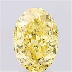 Picture of Lab Grown Diamond 2.09 Carats, Oval with  Cut, Fancy Vivid Yellow Color, VS1 Clarity and Certified by IGI
