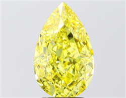 Picture of Lab Grown Diamond 4.07 Carats, Pear with  Cut, Fancy Vivid Yellow Color, VS1 Clarity and Certified by IGI