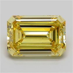 Picture of Lab Grown Diamond 7.06 Carats, Emerald with  Cut, Fancy Intense Yellow Color, VS1 Clarity and Certified by IGI
