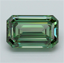 Picture of Lab Grown Diamond 3.01 Carats, Emerald with  Cut, Fancy Vivid Green Color, VVS1 Clarity and Certified by IGI