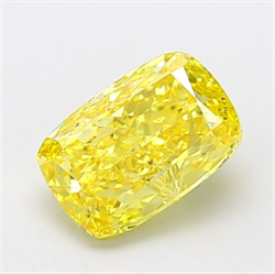 Picture of Lab Grown Diamond 3.08 Carats, CUSHION MODIFIED with  Cut, Fancy Intense Yellow Color, VVS2 Clarity and Certified by IGI