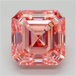 Picture of Lab Grown Diamond 5.11 Carats, Emerald with  Cut, Fancy Vivid Pink Color, VS1 Clarity and Certified by IGI