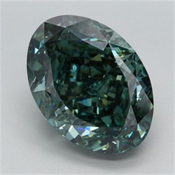 Picture of Lab Grown Diamond 5.07 Carats, Oval with  Cut, Fancy Vivid Green Color, VS1 Clarity and Certified by IGI
