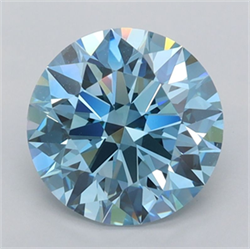 Picture of Lab Grown Diamond 2.26 Carats, Round with Ideal Cut, Fancy Vivid Blue Color, VVS2 Clarity and Certified by IGI