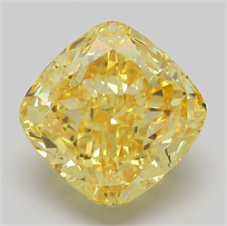 Picture of Lab Grown Diamond 7.70 Carats, CUSHION MODIFIED with  Cut, Fancy Vivid Yellow Color, VVS2 Clarity and Certified by IGI