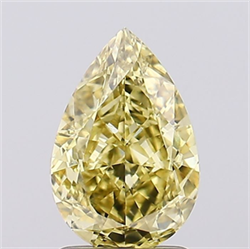 Picture of Lab Grown Diamond 1.82 Carats, Pear with  Cut, Fancy Intense Yellow Color, VS1 Clarity and Certified by IGI