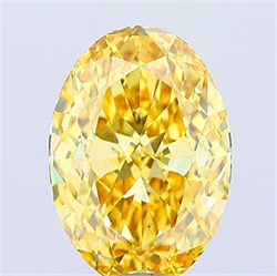 Picture of Lab Grown Diamond 9.05 Carats, Oval with  Cut, Fancy Vivid Yellow Color, VS2 Clarity and Certified by IGI