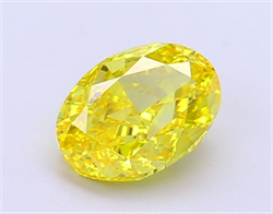 Picture of Lab Grown Diamond 2.00 Carats, Oval with  Cut, Fancy Vivid Yellow Color, VS1 Clarity and Certified by IGI