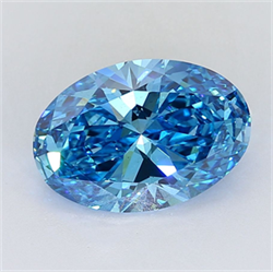 Picture of Lab Grown Diamond 7.04 Carats, Oval with  Cut, Fancy Vivid Blue Color, VS2 Clarity and Certified by IGI