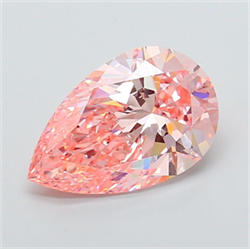 Picture of Lab Grown Diamond 5.78 Carats, Pear with  Cut, Fancy Vivid Pink Color, VVS2 Clarity and Certified by IGI