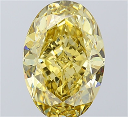 Picture of Lab Grown Diamond 5.09 Carats, Oval with  Cut, Fancy Intense Yellow Color, VS1 Clarity and Certified by IGI