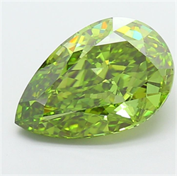 Picture of Lab Grown Diamond 3.56 Carats, Pear with  Cut, Fancy Vivid Green Color, VS1 Clarity and Certified by IGI