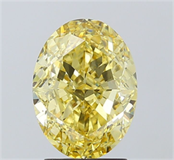 Picture of Lab Grown Diamond 3.09 Carats, Oval with  Cut, Fancy Intense Yellow Color, VVS2 Clarity and Certified by IGI
