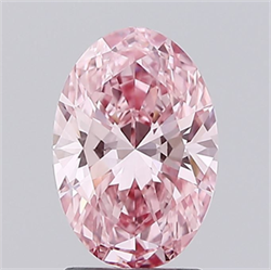 Picture of Lab Grown Diamond 2.08 Carats, Oval with  Cut, Fancy Vivid Pink Color, VS1 Clarity and Certified by IGI