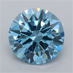 Picture of Lab Grown Diamond 1.50 Carats, Round with Ideal Cut, Fancy Vivid Blue Color, VVS2 Clarity and Certified by IGI