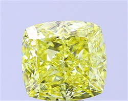 Picture of Lab Grown Diamond 5.02 Carats, CUSHION MODIFIED with  Cut, Fancy Intense Yellow Color, VS2 Clarity and Certified by IGI