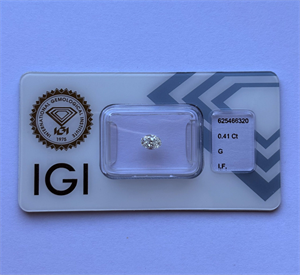 Foto Diamante Natural 0.41 quilates, Ovalado , Color G, claridad IF y certificado IGI de