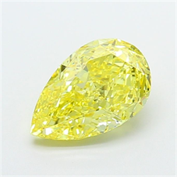 Picture of Lab Grown Diamond 3.03 Carats, Pear with  Cut, Fancy Vivid Yellow Color, VS1 Clarity and Certified by IGI