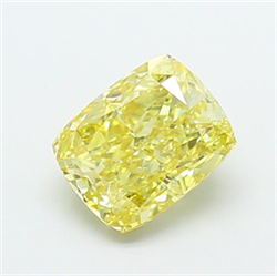 Picture of Lab Grown Diamond 1.25 Carats, CUSHION MODIFIED with  Cut, Fancy Intense Yellow Color, VS1 Clarity and Certified by IGI