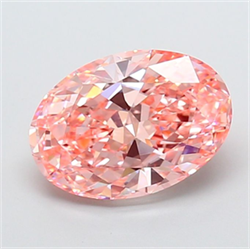 Picture of Lab Grown Diamond 4.21 Carats, Oval with  Cut, Fancy Vivid Pink Color, VS1 Clarity and Certified by IGI