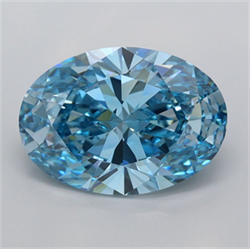 Picture of Lab Grown Diamond 2.48 Carats, Oval with  Cut, Fancy Vivid Blue Color, VVS2 Clarity and Certified by IGI