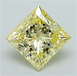 Picture of Lab Grown Diamond 1.73 Carats, Princess with  Cut, Fancy Intense Yellow Color, VS1 Clarity and Certified by IGI
